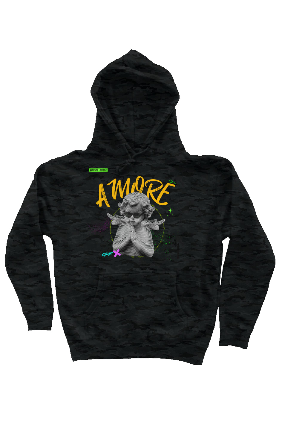 Amore Black & Grey Camo Heavyweight Hoodie