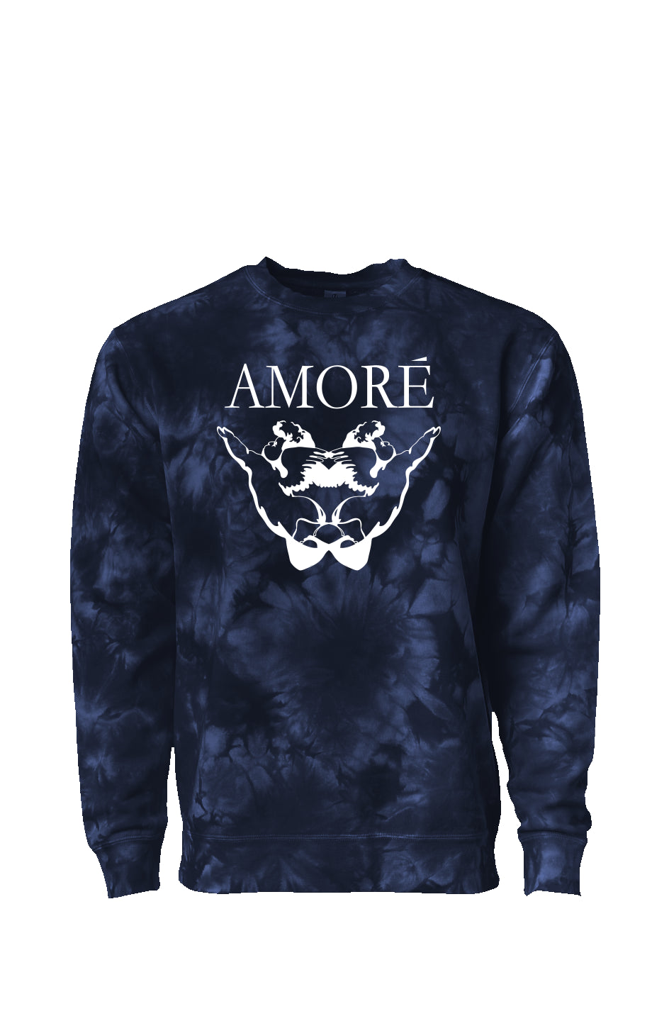 AMORE Navy Blue Tie Dye Crewneck Sweatshirt